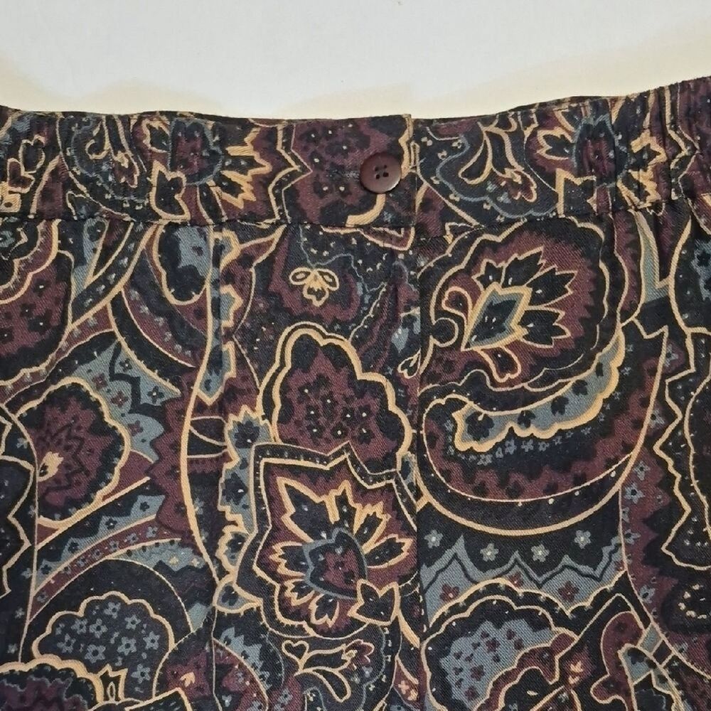 VTG Bice Paisley Midi Skirt 8P Nordstrom 90s Office Siren Dark Academia Brown - Picture 9 of 11